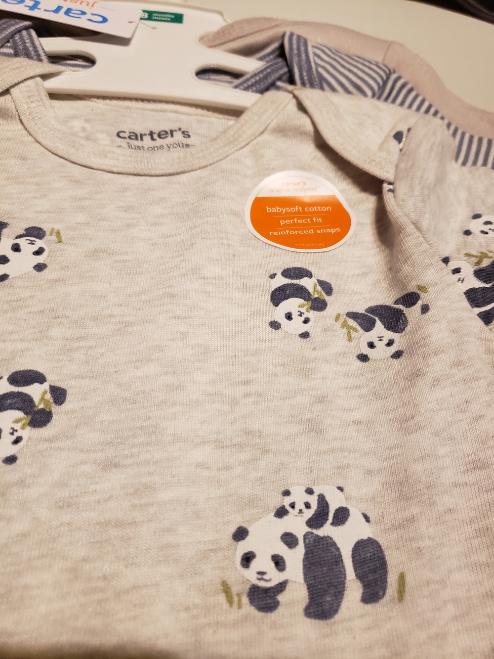 Carter's Gray Panda Print Short-Sleeve One-Piece Bodysuit Set - Picture 3 of 6